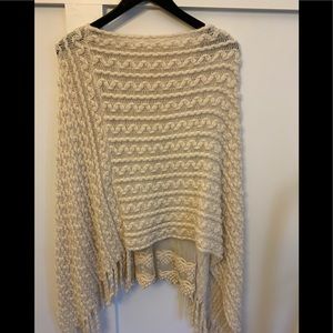 Beige boutique sweater/throw over with lace tank.